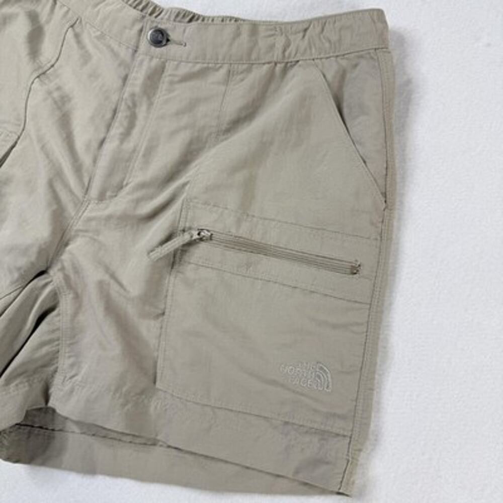 North Face Cargo Shorts L Beige Nylon Hiking Outdoor Travel Womens Gorpcore